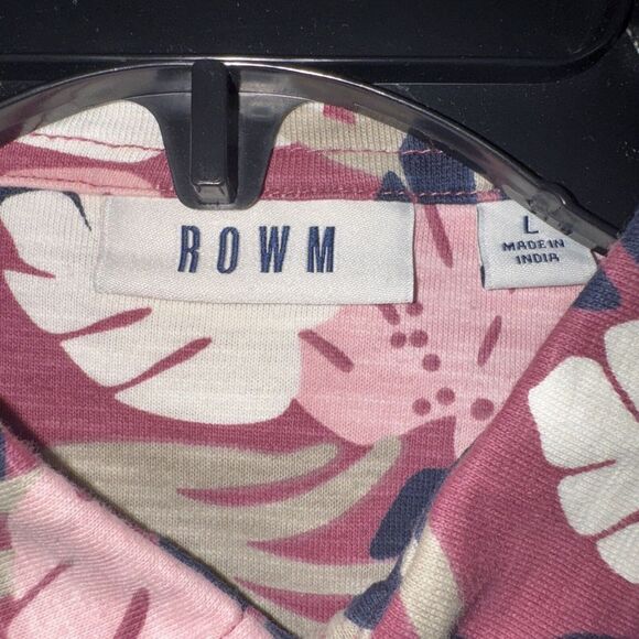 ROWM Mens Button Up Shirt Casual Purple w/ Palm Leaf Floral Print Sz L‎ NEW $59 - Picture 2 of 8